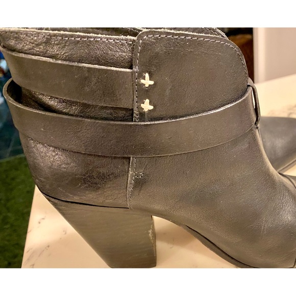 rag and bone Harrow leather ankle boots black heel size 38.5 US 8.5 - Picture 7 of 8